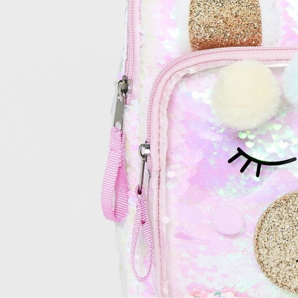 NWT. Girls' 10.5" Sequin Llama Backpack - Cat & Jack™ Pink - Picture 4 of 4